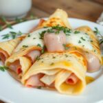 "Savory Breakfast Crepes with Ham and Cheese Recipe"