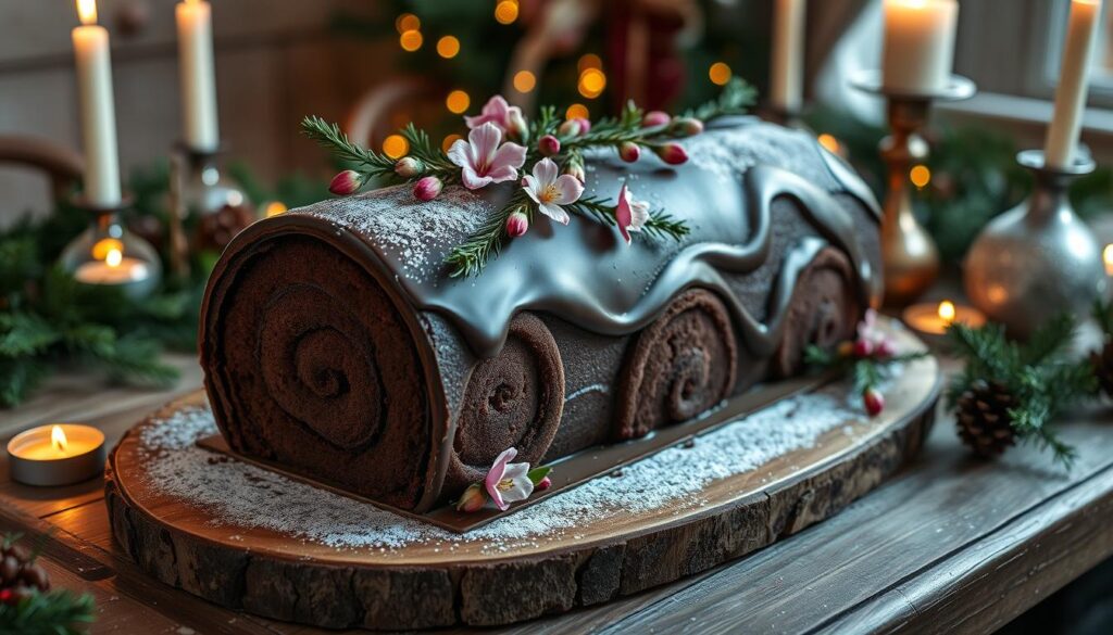 vegan yule log cake